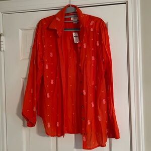 MAEVE pineapple summer button down top.